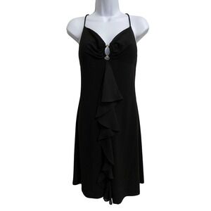 Vtg Y2K Fairy Grunge Babydoll Black O Ring Mini Dress Whimsigoth Dark Romantic